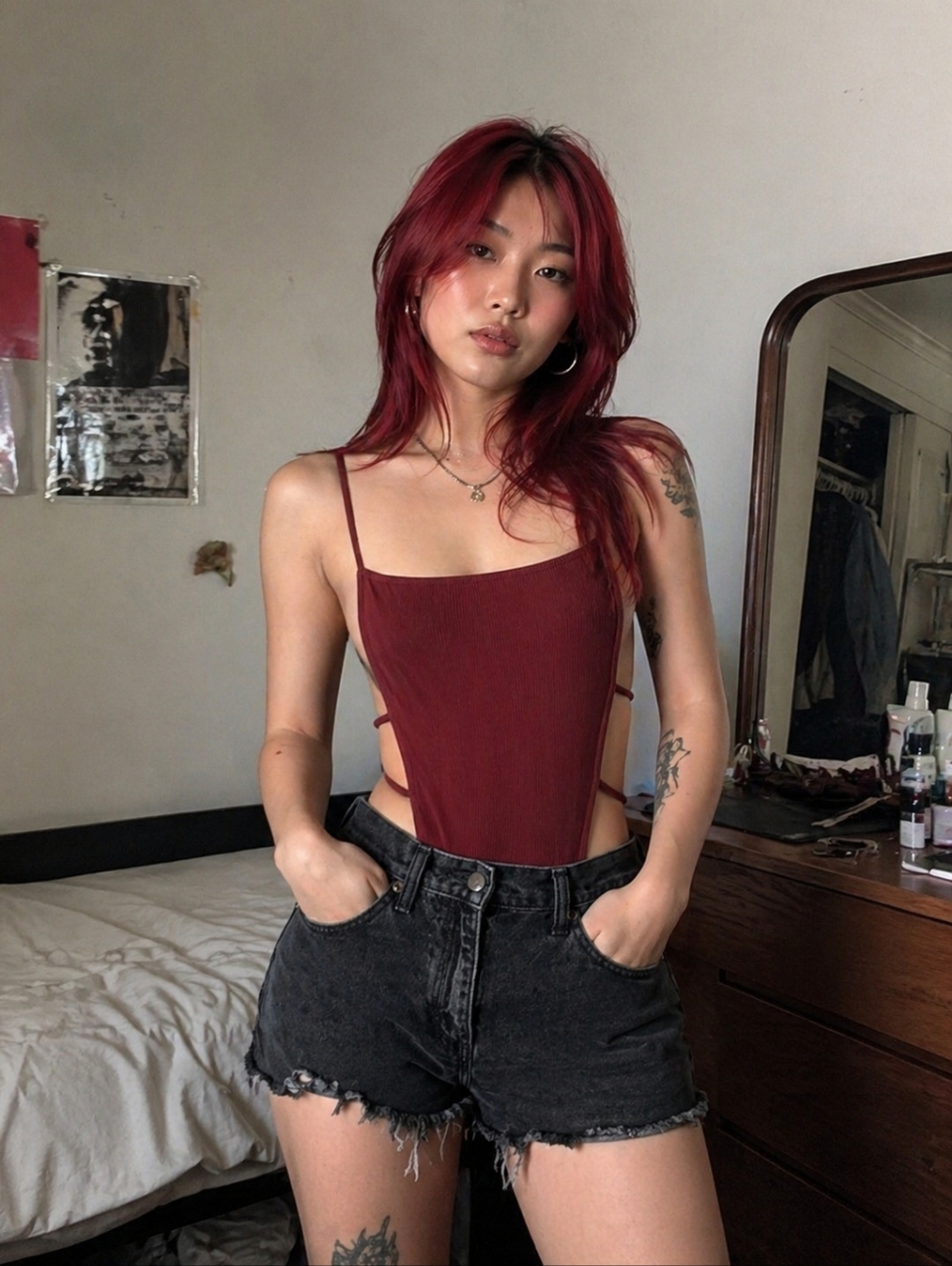 5 For $15 Urban outfitters Maroon Ribbed Cut out Backless Body Suit
